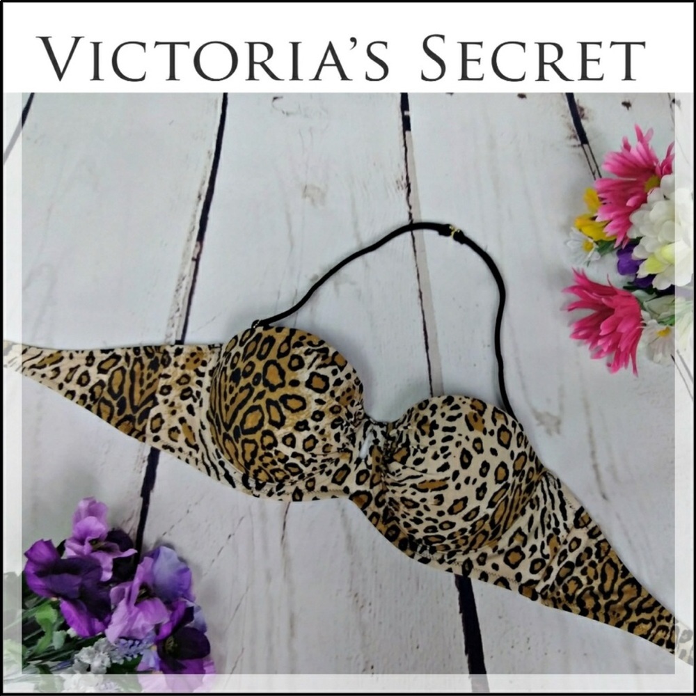 VICTORIAS SECRET Leopard Print Push Up Bikini Top